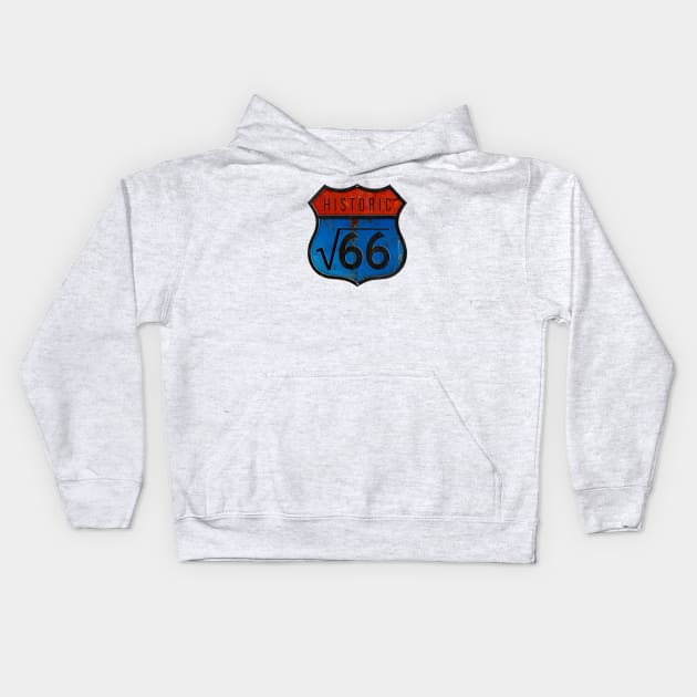 Historic Square Root of 66 Route Kids Hoodie by Eugene and Jonnie Tee's